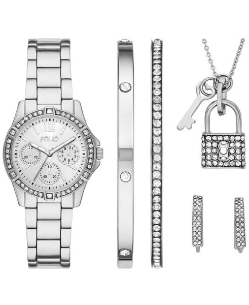 Часы и аксессуары Folio женские наручные серебристые из сплава 33 мм набор для подарка