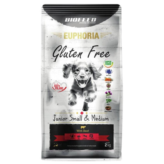 BIOFEED Euphoria gluten free junior small & medium beef 2 kg dog food