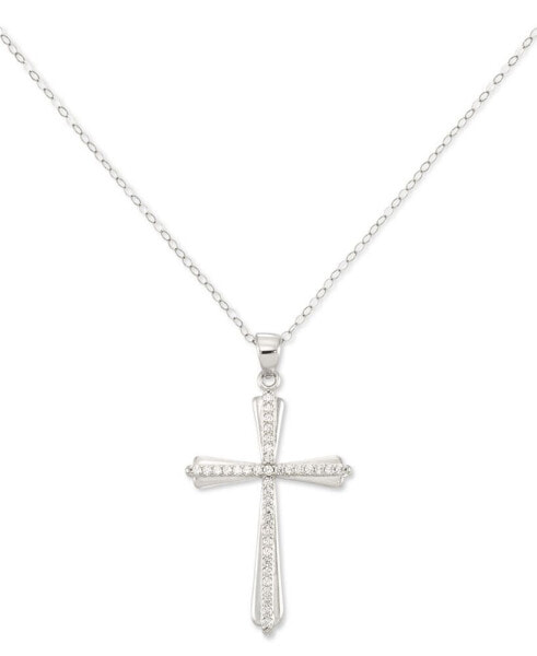 Crystal Cross 18" Pendant Necklace in 10k Gold