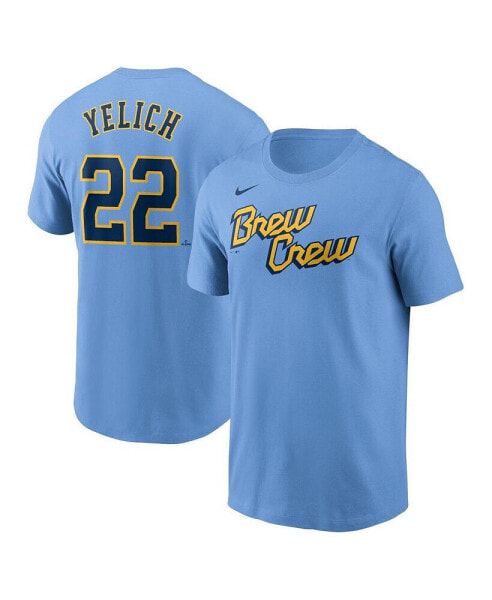 Men's Christian Yelich Powder Blue Milwaukee Brewers City Connect Name and Number T-shirt