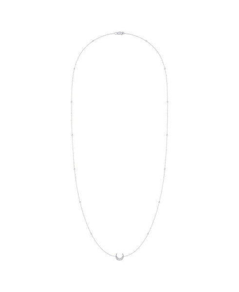LuvMyJewelry midnight Crescent Layered Design Sterling Silver Diamond Women Necklace