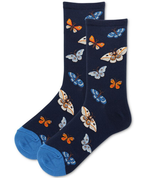 Women's Moth Printed Crew Socks