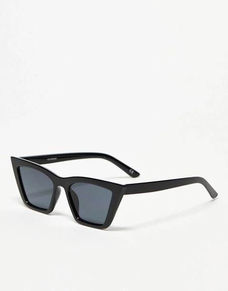 Topshop oversized angular cateye sunglasses in black