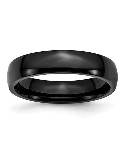 Stainless Steel Polished Black IP-plated 5mm Band Ring