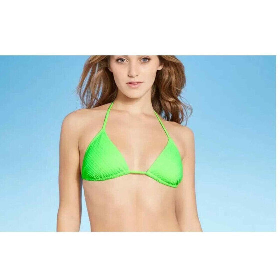 Juniors' Textured Triangle Bikini Top - Xhilaration Bright Green M (4-6)