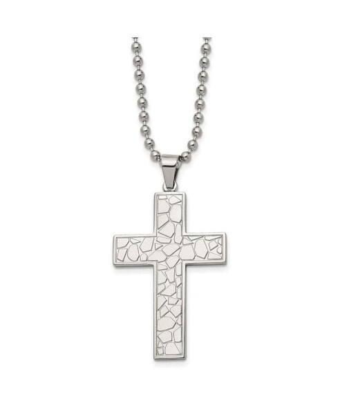 Chisel stainless Steel Polished Cross Pendant on a Ball Chain Necklace