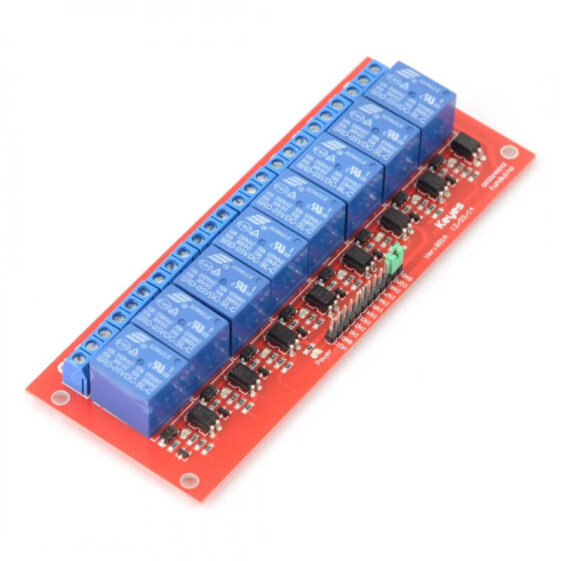 Relay module 8-channel optoisolation - 10A/250VAC contacts - 5V coil - red