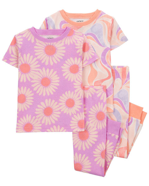 Baby 4-Piece Daisy 100% Snug Fit Cotton Pajamas 9M