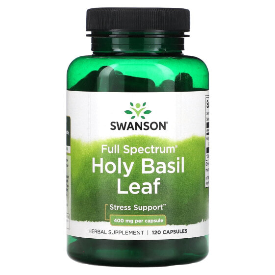 Swanson, Лист базилика священного, полный спектр, 400 мг, 120 капсул