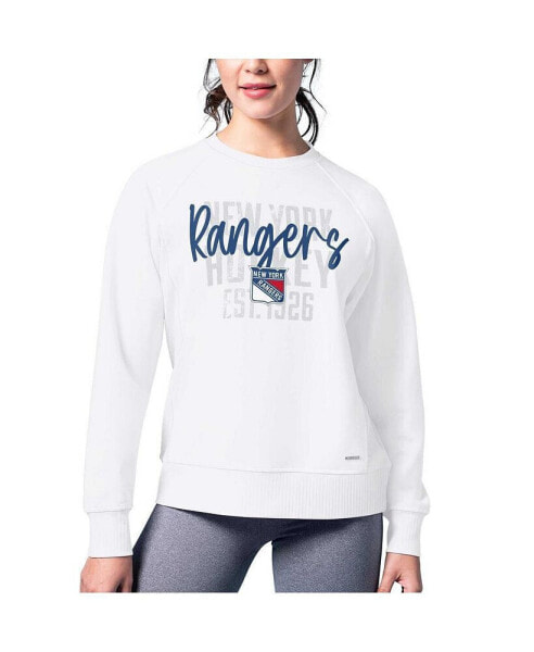 Women's White New York Rangers Millie Raglan Pullover Sweatshirt