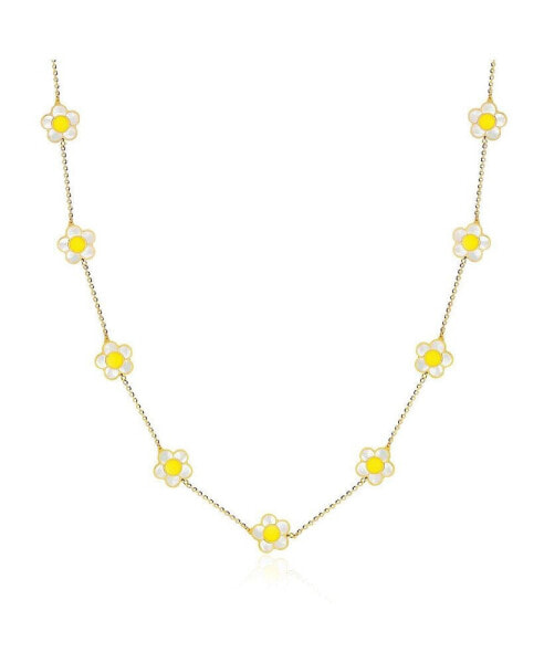 Mother of Pearl Daisy Necklace 14K Gold