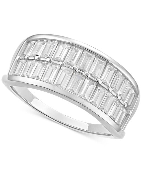 Cubic Zirconia Baguette Double Row Statement Ring in Sterling Silver, Created for Macy's