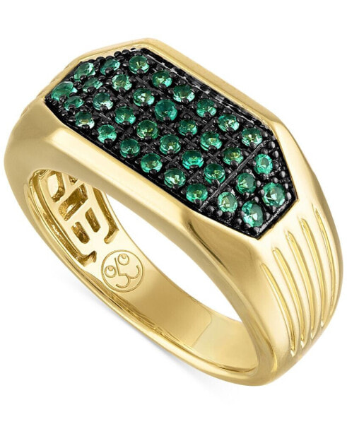 Lab-Created Emerald Cluster Ring (5/8 ct. t.w.) in 18k Gold-Plated Sterling Silver (Also in Lab-Created Ruby & Lab-Created Sapphire), Created for Macy's