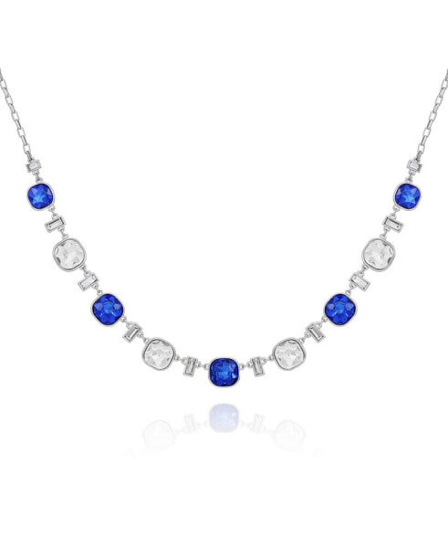 T Tahari silver-Tone Blue and Clear Glass Stone Statement Necklace, 18" + 3" Extender