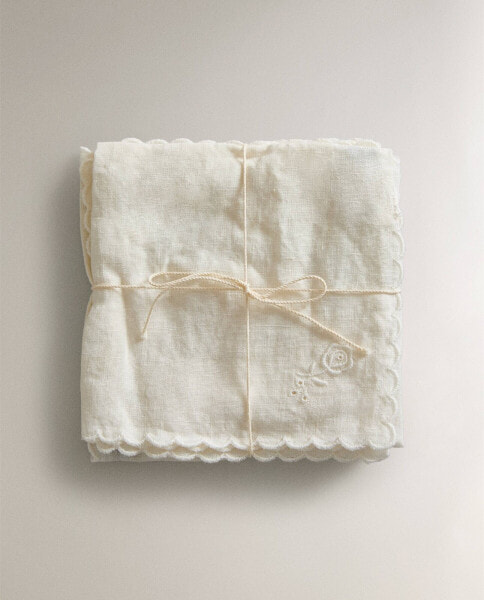 Pack of embroidered linen guest towels (pack of 3)