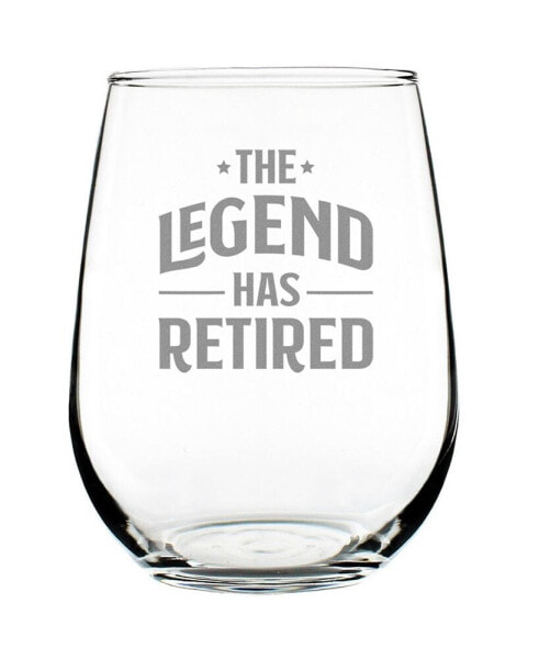 The Legend Has Retired Retirement Gifts Stem Less Wine Glass, 17 oz