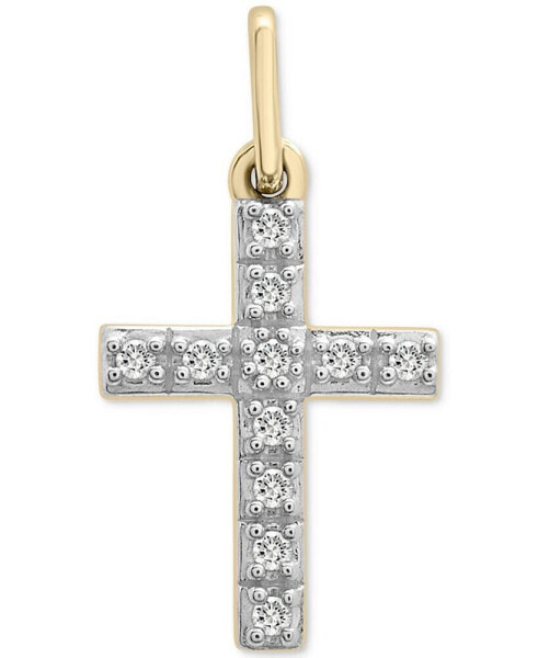 Wrapped diamond Cross Charm Pendant (1/20 ct. t.w.) in 10k Gold, Created for Macy's