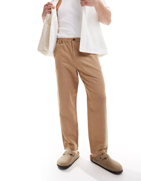 Ben Sherman linen blend smart trouser in light brown