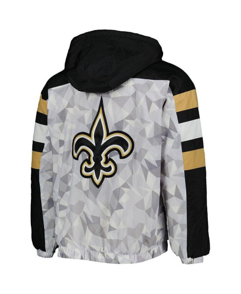 Men's White, Black New Orleans Saints Thursday Night Gridiron Raglan Half-Zip Hooded Jacket