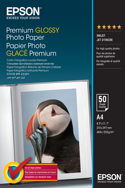 Epson Premium Glossy Photo Paper - A4 - 50 Sheets - Gloss - 255 g/m² - A4 - White - 50 sheets - 1 pc(s)