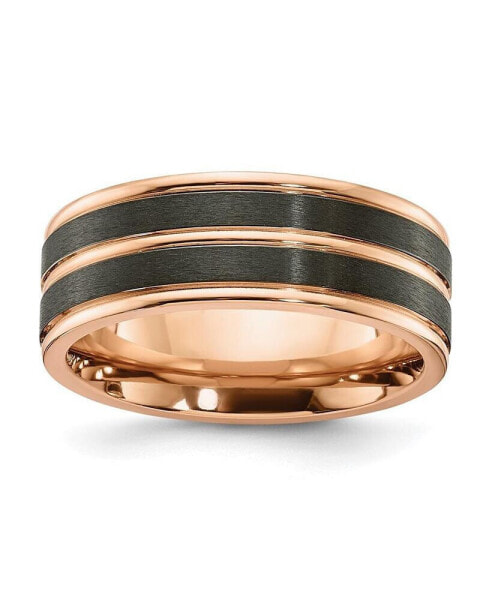 Black Zirconium Brushed Rose IP-plated Wedding Band Ring