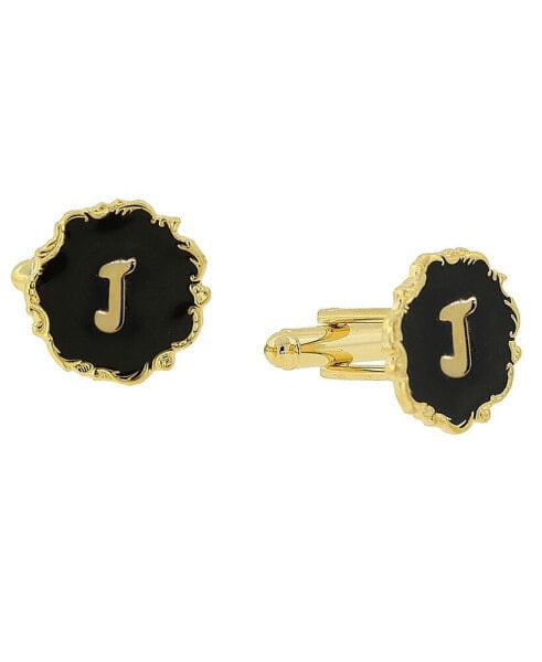 Jewelry 14K Gold-Plated Enamel Initial J Cufflinks