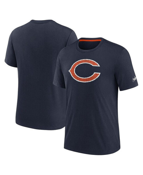 Men's Navy Chicago Bears Rewind Playback Logo Tri-Blend T-shirt