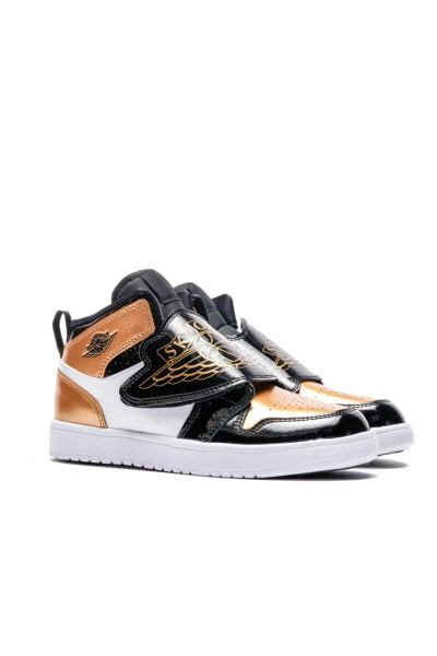 Кроссовки Nike Jordan 1 Mid Черно-металлические золотые Белые