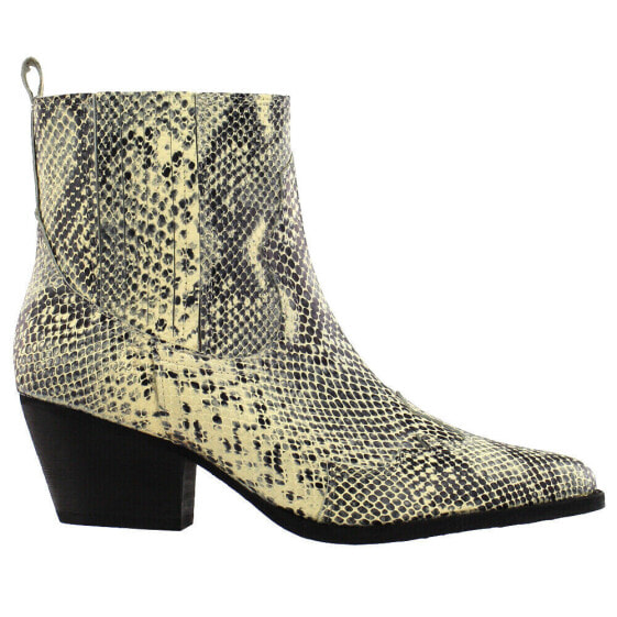 Matisse Avery Snake Pointed Toe Pull On Booties Womens Off White Casual Boots AV