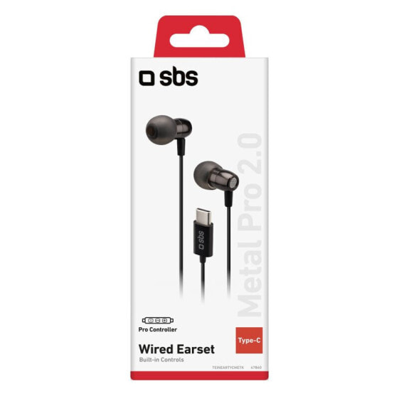 Наушники SBS Mobile Metal Pro 2.0 In-Ear USB-C черные