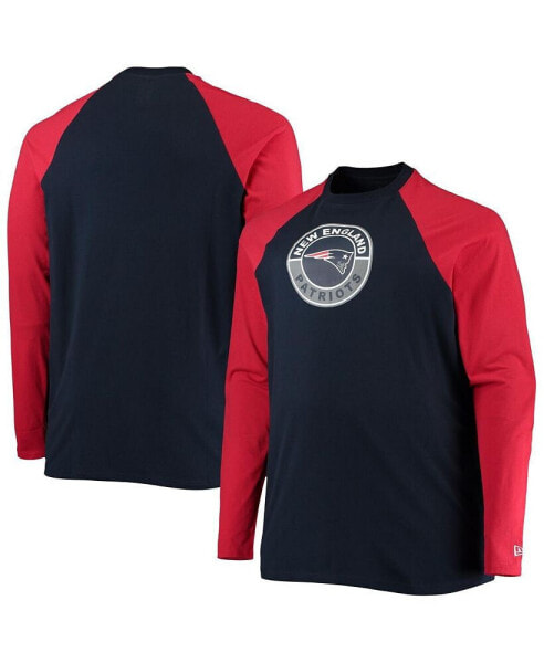 Men's Navy, Red New England Patriots Big and Tall League Raglan Long Sleeve T-shirt