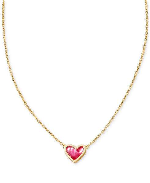 Gold-Tone Framed Ari Heart Short Pendant 19" Necklace