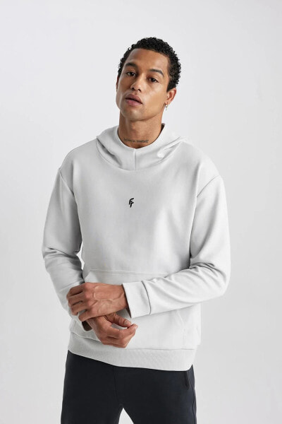 DeFactoFit Standart Fit Kapüşonlu Skuba Dalgıç Kumaş Sweatshirt