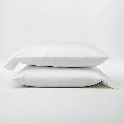 King 300 Thread Count Temperature Regulating Solid Pillowcase Set White -