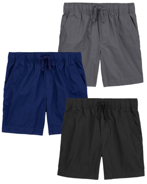 Kid 3-Pack Pull-On Poplin Shorts 7