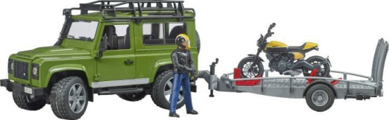 Игрушечный транспорт Bruder Land Rover Defender с прицепом, мотоциклом Ducati и фигуркой