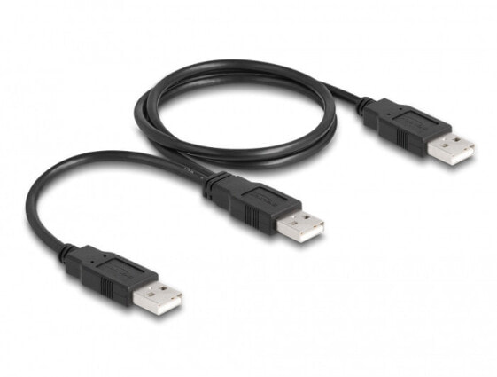 Delock 80000, 0.7 m, USB A, 2 x USB A, USB 2.0, 480 Mbit/s, Black