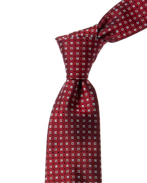 Canali Red Square Silk Tie Men's Red Os