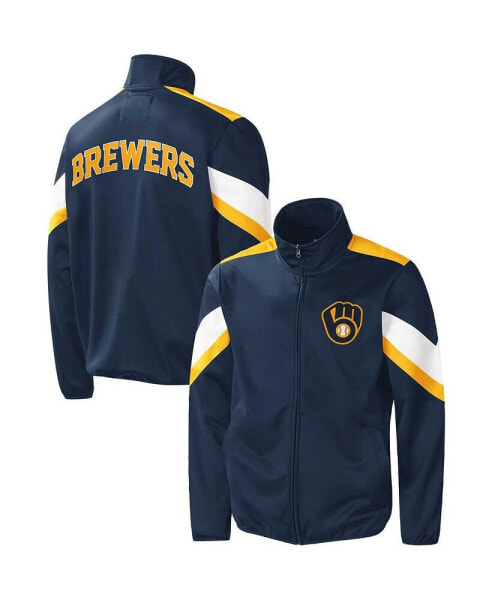 Куртка с полной молнией Milwaukee Brewers Earned Run G-III Sports by Carl Banks для мужчин, цвет Navy