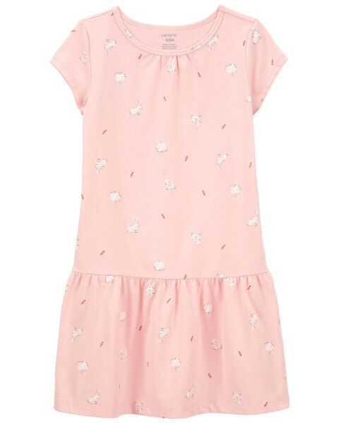 Kid Bunny Print Soft Cotton Dress 5