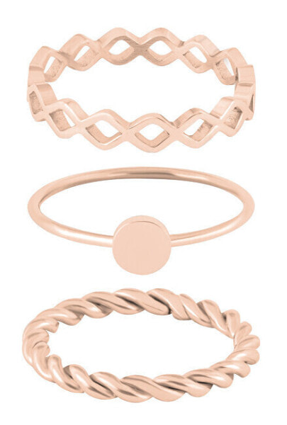 Pink gilded set of steel rings