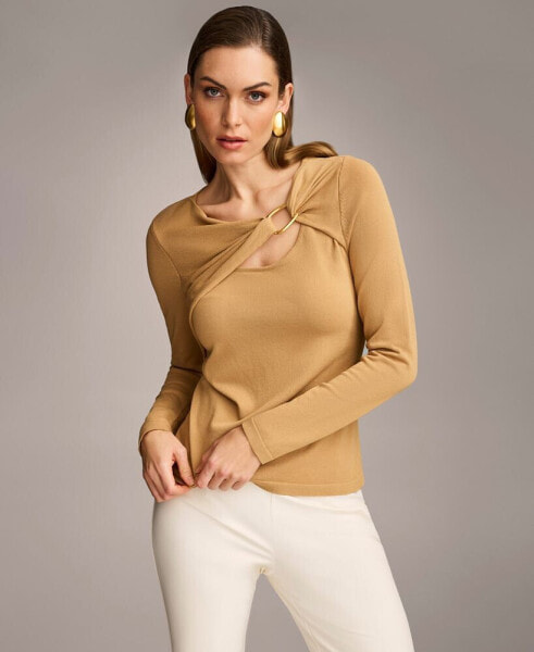 Women's Cutout Sweater With Hardware Detail