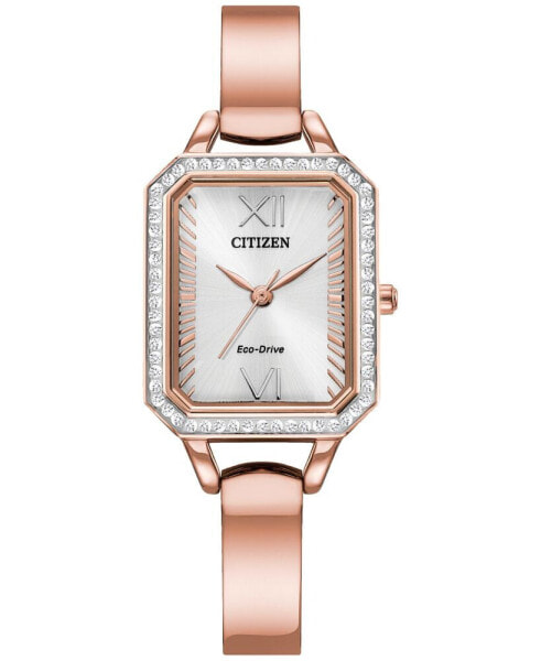Наручные часы Citizen Eco-Drive Женские Кристаллические Розового Золота на Браслете из Нержавеющей Стали 23 мм
