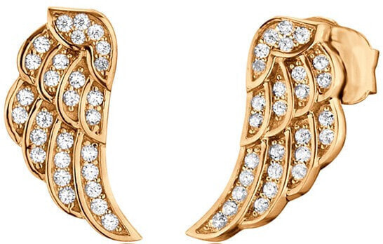 Gold-plated silver earrings Wings with zircons ERE-LILWING-ZSG