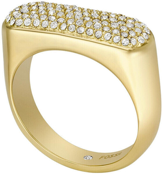 Elegant gold-plated ring with crystals Vintage Twist JF04171710