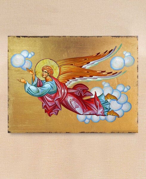 Icon Flying Angel Wall Art on Wood 8"