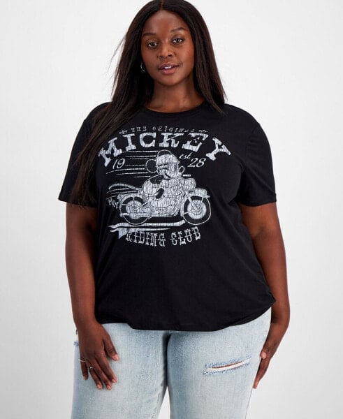 Trendy Plus Size Mickey Motorcycle Club Graphic T-Shirt