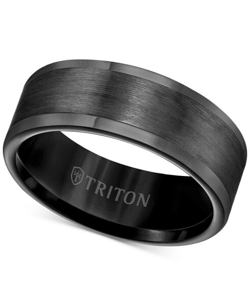 Men's Ring, 8mm Wedding Band in White or Black Tungsten