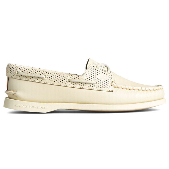 Sperry 2Eye Perforated Boat Womens White Flats Casual STS87114