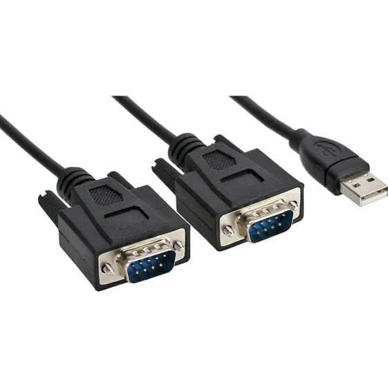 InLine USB 2.0 to 2x Serial Adapter Cable USB Type A to 2x 9 Pin SubD male 1.5m